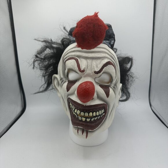 Clown Mask Creepy with Hair and Hat Costume Adult Halloween Scary Horror - Picture 5 of 8